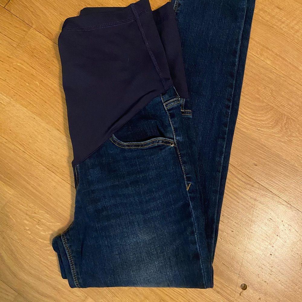 Pink blush maternity dark skinny jeans